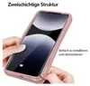 Hands are shown installing a pink phone case onto a smartphone. Produktbild-Vorschau