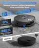 A robotic vacuum cleaner is shown on a carpeted floor, with marketing text highlighting its features and performance. A second, simpler robotic vacuum cleaner is shown below. Produktbild-Vorschau