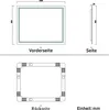 Technical drawings and dimensions of a bathroom mirror. Produktbild-Vorschau