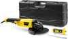 An angle grinder and its accessories are displayed on a white background, with a black carrying case in the background. Produktbild-Vorschau
