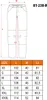 A diagram of pants with a size chart below. Náhled obrázku produktu