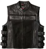 Herren Lederweste Bikerweste Custom Motorradweste Schwarz Produktbild-Vorschau 4