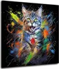 Splash Katze farbig Pop Art Leinwandbild Wandbild Produktbild-Vorschau 1