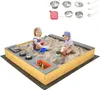 COSTWAY Holzsandkasten, Kindersandkasten mit Küchenzubehör Produktbild-Vorschau 1