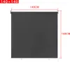 A dark gray roller blind is shown against a white background, with dimensions indicated by text and lines. Voir les images du produit