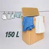 Relaxdays Wäschekorb mit Deckel, Bambus, 150 l, 3 Fächer, Produktbild-Vorschau 5