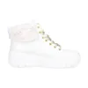 A white high-top sneaker with cream-colored fur trim and gold eyelets, presented against a white background. Produktbild-Vorschau