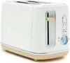 A white toaster with wood accents on a white background. Produktbild-Vorschau