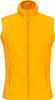 A yellow fleece vest is shown front-on against a white background.