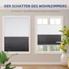 Two windows with different types of blinds installed, one with a white top and gray bottom, the other with a white top and gray bottom, in a room setting. Produktbild-Vorschau