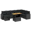 Design 9-tlg. Garten-Sofagarnitur mit Kissen Schwarz Poly Produktbild-Vorschau 2