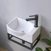 Waschbecken Wandmontage weiß eckig-oval 40,5x28x12 cm Produktbild-Vorschau 6