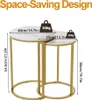 Two nesting tables with dimensions and weight capacity indicated. Náhled obrázku produktu