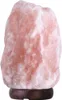 A Himalayan salt lamp on a wooden base against a white background. Produktbild-Vorschau