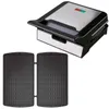 A multi-grill appliance with two sets of non-stick grill plates shown separately and assembled. Podgląd zdjęcia produktu