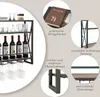 A product image showcasing a wine rack with various features highlighted by text and close-up insets. Produktbild-Vorschau