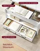 A white storage unit with drawers and compartments, showcasing various items like books, a game controller, and a framed picture. Produktbild-Vorschau