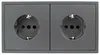 A close-up studio shot of a double electrical outlet. Produktbild-Vorschau