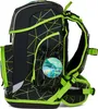 Side view of a black and green geometric patterned backpack. Produktbild-Vorschau