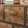 A close-up view of a rustic brown industrial dresser with a black metal frame and a single drawer handle. Náhled obrázku produktu