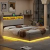 ProximaX Schlafbett 160x200 cm Weiß Samt mit LED-Lichtband, Produktbild-Vorschau 1