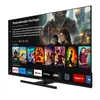 A television screen displaying a streaming service interface with movie posters and app icons. Produktbild-Vorschau