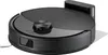 A black robotic vacuum cleaner is shown from a slightly elevated angle on a white background. Produktbild-Vorschau