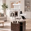 Relaxdays, mačací strom s toaletou pre mačky a miskou na Náhľad obrázku produktu 2