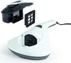 A white and gray handheld vacuum cleaner with its dustbin and filter detached, shown against a white background. Produktbild-Vorschau