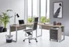A modern office setup with a corner desk, chair, and accessories. Produktbild-Vorschau