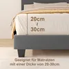 Close-up of a bed frame with a mattress, showing dimensions. Anteprima dell’immagine prodotto