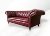 Chesterfield 3 Sitzer Bordaux Modern Design Couchen Leder Produktbild-Vorschau 5