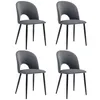 Four gray upholstered dining chairs with black legs are arranged in a two-by-two grid against a white background. Produktbild-Vorschau