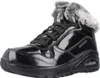 A black Skechers boot with gray fur trim is shown against a white background. Voir les images du produit