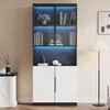 Moderne minimalistische Vitrine mit Glastüren, Hochschrank Produktbild-Vorschau 4