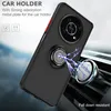 A black phone case with a ring holder is shown attached to a car vent mount, with electrical sparks emanating from the ring. Produktbild-Vorschau