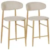 Set aus 2 Barhockern in Beige und Metall mit hellem Produktbild-Vorschau 1