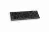 A black Cherry keyboard is shown from a slightly elevated side angle against a white background. Produktbild-Vorschau