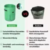 Vergleich eines grünen Stoff-Pflanzsacks mit einem dunkelgrauen Kunststoff-Pflanzsack, mit Hervorhebung der Merkmale Produktbild-Vorschau