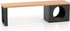 A product shot of a modern garden bench with a built-in cat house. Voir les images du produit