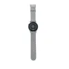 A smartwatch with a gray band and a black circular face is shown from the back. Podgląd zdjęcia produktu
