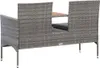 A back view of a two-seater garden bench with a small integrated table. Produktbild-Vorschau