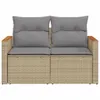 Gartensofa mit Kissen 2-Sitzer Beige Poly Rattan Produktbild-Vorschau 4