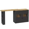 A 3D rendering of a black and wood bar table with storage. Náhľad obrázku produktu