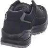 A rear view of a black hiking shoe. Voir les images du produit