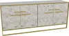 A white and gold sideboard with a marble-like pattern. Náhled obrázku produktu