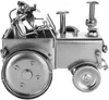 A metallic model of a tractor with a driver and a dog, shown from the side. Anteprima dell’immagine prodotto