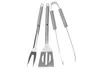 A set of three stainless steel barbecue utensils on a white background. Anteprima dell’immagine prodotto