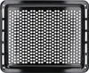 A black perforated baking tray is shown from a top-down perspective against a white background. Produktbild-Vorschau
