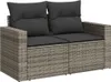 vidaXL Záhradná pohovka 2-sed s vankúšom Grey Poly Rattan Náhľad obrázku produktu 1